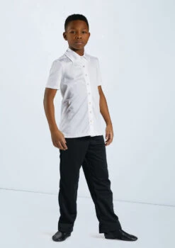 Weissman Boys Collared Shirt -Dance Costumes 12501 white 11456 black 0078 98967.1678887466