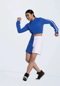 Weissman Striped Sleeve Cropped Hoodie -Dance Costumes 14316 royal 14329 royal 6156 17333.1698537383