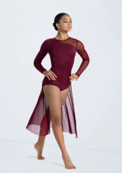 Weissman Long Sleeve Back Panel Leotard 12 Weissman Long Sleeve Back Panel Leotard -Dance Costumes 14423 blackcherry 440 84170.1698817156