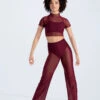 Weissman Power Mesh Wide Leg Pants -Dance Costumes 14428 blackcherry 14430 blackcherry 924 51727.1692402480