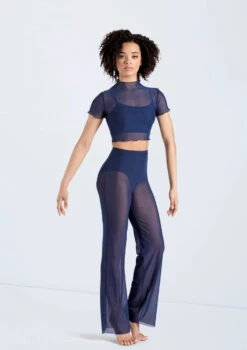 Weissman Power Mesh Wide Leg Pants -Dance Costumes 14428 navy 14430 navy 847 95300.1698817156