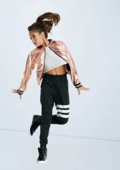 Weissman Unisex Metallic Bomber Jacket -Dance Costumes AH11028 rosegold AH9836 black 006 33888.1678890539