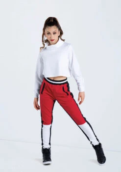 Weissman Color Block Jogger Pants -Dance Costumes AH11509 white AH11232 red white 462 85227.1678890539