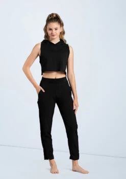 Weissman Hooded Sleeveless Crop Top -Dance Costumes AH9207 AH12047 black 6802 22890.1698840275