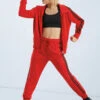 Weissman Stripe Sleeve Track Jacket -Dance Costumes AH9280 red AH9281 red 029 03637.1678890723
