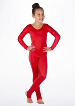 Alegra Girls Shiny Blaine Catsuit -Dance Costumes ALC5290 MAIN RED 00840.1675211017