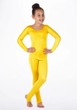 Alegra Girls Shiny Blaine Catsuit -Dance Costumes ALC5290 MAIN YEL 89581.1675211026