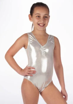 Alegra Girls Metallic Senna Leotard -Dance Costumes ALL5214 MAIN SLV 40985.1678873778