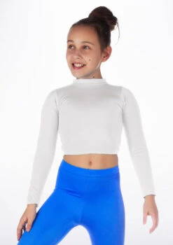 Alegra Girls Shiny Raya Dance Top -Dance Costumes ALS5267 MAIN WHT 21225.1678878576