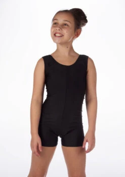 Alegra Girls Shiny Hotpant Unitard -Dance Costumes ALU5235 MAIN BLK 26517.1678879783