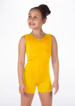 Alegra Girls Shiny Hotpant Unitard -Dance Costumes ALU5235 MAIN YEL 31341.1678879783