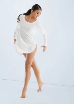 Weissman Long Sleeve Favorite Tee Dress 14 Weissman Long Sleeve Favorite Tee Dress -Dance Costumes D11166 white 017 45779.1678890814