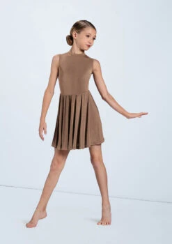 Weissman Keyhole Back Skater Dress -Dance Costumes D11782 mocha 6192 31532.1678890837