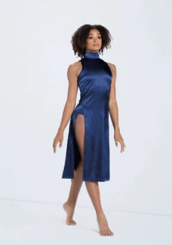 Weissman Charmeuse Mock Neck Dress -Dance Costumes D13067 navy 316 12584.1678890891