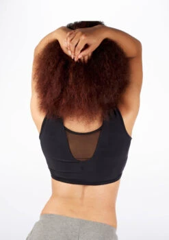 Dincwear Mesh Insert Crop Top -Dance Costumes DNDWJ003 BACKM BLK 41222.1678927522