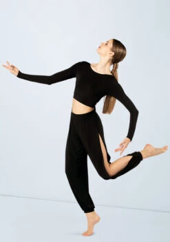 Weissman Knotted Back Crop Top -Dance Costumes MJ12211 black MJ12237 black 2675 41502.1698450384