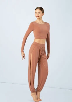Weissman Knotted Back Crop Top -Dance Costumes MJ12211 warmsand MJ12237 warmsand2543 31727.1678891014