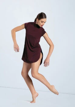 Weissman Mock Neck Tee Dress -Dance Costumes MJ12796 raisin 809 17935.1678891079