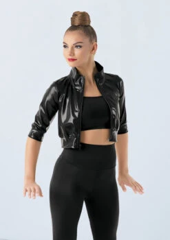 Weissman Cropped Metallic Jacket -Dance Costumes ML9703 black 1078 30712.1698840495
