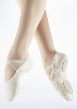 Move Dance Split Sole Canvas Ballet Shoe - White -Dance Costumes MOB0004 FEETTMAIN WHT T 63322.1695432126