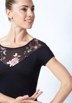 Move Dance Margot Floral Sweetheart Leotard -Dance Costumes MOL0644 BLK CLOSE UP FRONT 1 61723.1678884215