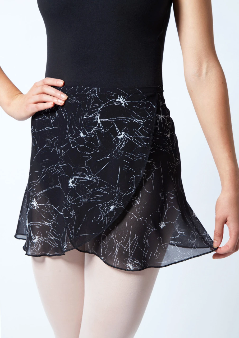 Move Dance Floral Print Wrap Dance Skirt - Black 5 Move Dance Floral Print Wrap Dance Skirt - Black - Image 3