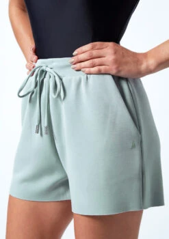 Move Dance Cassandra Jersey Dance Shorts -Dance Costumes MOR0637 TEAL CLOSE UP FRONT 1 89862.1678884709
