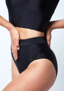 Move Dance Elouise High Waisted Dance Brief -Dance Costumes MOR0812 BLK CLOSE UP FRONT 1 53371.1678884716