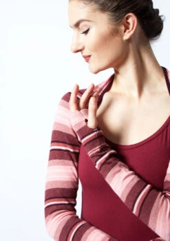 Move Dance Orchid Striped Knit Dance Shrug -Dance Costumes MOZ07074 STRIPE CLOSE UP FRONT 1 88305.1678885097