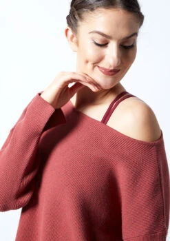 Move Dance Charm Ribbed Knit Cropped Dance Jumper -Dance Costumes MOZ0709 RASP CLOSE UP FRONT 1 29913.1678885104