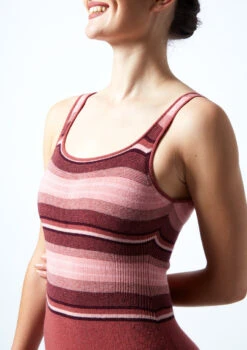 Move Dance Champagne Striped Knit Dance Warm Up Suit 13 Move Dance Champagne Striped Knit Dance Warm Up Suit -Dance Costumes MOZ0713 RASP CLOSE UP FRONT 1 24743.1678885111