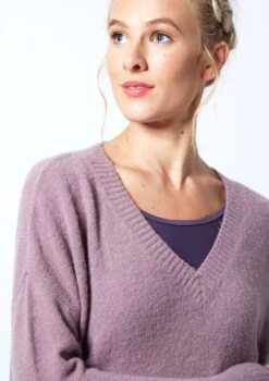 Move Dance Madeline Knit V Neck Jumper -Dance Costumes MOZ0714 PUR CLOSE UP FRONT 1 30824.1678885115