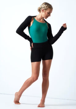 Move Dance Delilah Knit Roll Top Dance Shorts -Dance Costumes MOZ0719 BLK FRONT 1 02164.1678885125