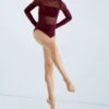 Weissman Long Sleeve Backless Leotard -Dance Costumes MT10406 blackcherry 291 71107.1678891120