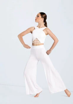 Weissman Wide Leg Matte Jersey Pants -Dance Costumes MT10485 white MJ12612 white 663 34948.1678891065