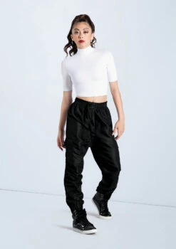 Weissman Half Sleeve Mock Neck Crop Top -Dance Costumes MT13138 white AH12406 black 342 11870.1678891243