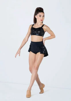 Weissman Sequin Back Panel Skirt 11 Weissman Sequin Back Panel Skirt -Dance Costumes S12430 black 446 41044.1698840515