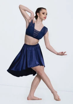 Weissman Charmeuse High-Low Skirt 7 Weissman Charmeuse High-Low Skirt -Dance Costumes S13088 navy 3020 79470.1698718732