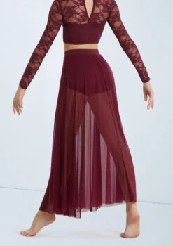 Weissman High Waist Mesh Maxi Skirt -Dance Costumes S7823 blackcherry 112384 97220.1698840527