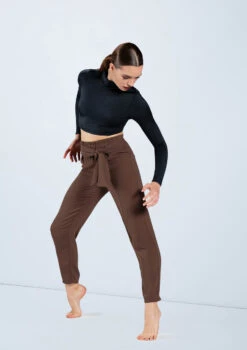 Weissman Lustre Long Sleeve Crop Top