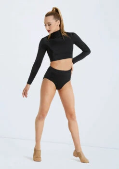 Weissman Lustre Long Sleeve Crop Top -Dance Costumes SH11072 black SH11074 black 128952 17578.1698450578