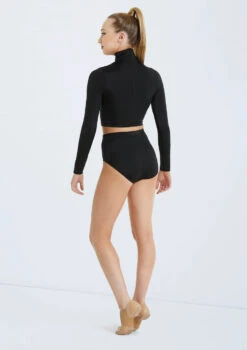 Weissman Lustre Long Sleeve Crop Top -Dance Costumes SH11072 black SH11074 black 128963 61636.1678891504