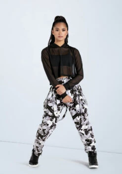 Weissman Cropped Mesh Hoodie 11 Weissman Cropped Mesh Hoodie -Dance Costumes SM11765 black AH11515 gray 984 96176.1698840527