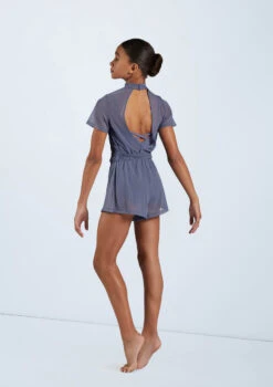 Weissman Mock Neck Power Mesh Romper 10 Weissman Mock Neck Power Mesh Romper -Dance Costumes SM11785 slateblue 6470 17703.1678891654