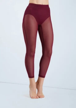 Weissman Cropped Mesh Leggings 7 Weissman Cropped Mesh Leggings -Dance Costumes SM11827 blackcherry 6035 28503.1698840527