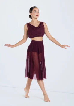 Weissman Midi Length Mesh Skirt 11 Weissman Midi Length Mesh Skirt -Dance Costumes SM12768 S9768 raisin 466 80844.1678891495