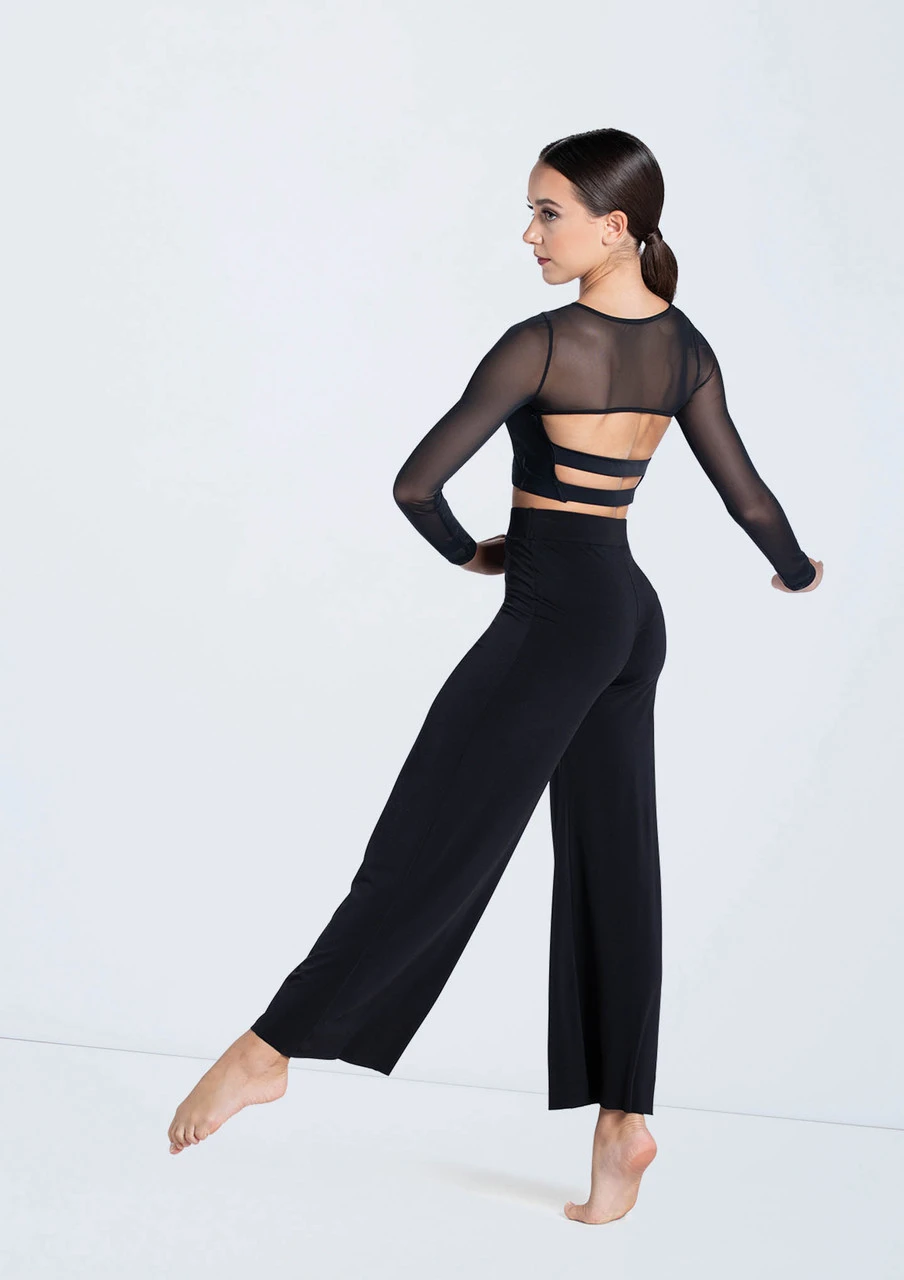Weissman Long Sleeve Crop Top With Mesh 4 Weissman Long Sleeve Crop Top With Mesh - Image 2