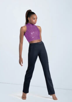 Weissman Sequin Sleeveless Crop Top -Dance Costumes SQ10319 electripurple MT2215N black 612 21102.1678891676