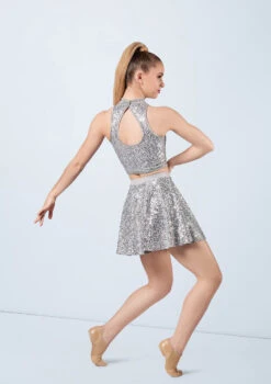 Weissman Sequin Sleeveless Crop Top -Dance Costumes SQ10319 silver S12431 silver 09 07418.1678891676