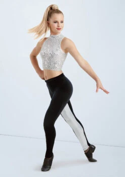 Weissman Sequin Sleeveless Crop Top -Dance Costumes SQ10319 silver V10968 black silver 015 10388.1698450670